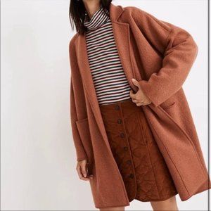 RARE NWT Madewell Courton Sweater Coat in tan Warm Umber, Size XXS